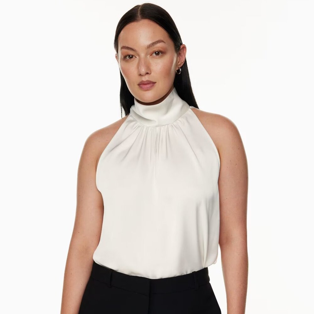 Aritzia Babaton Vitae Blouse in Birch (Cream/White), Size XXS